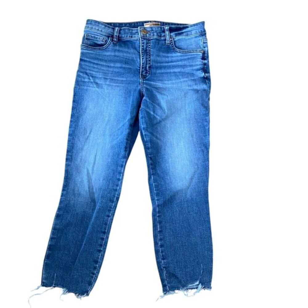 Kut from the Kloth Connie High Rise Fab Ab Crop Raw Hem Jeans Size 8